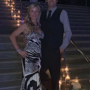 Black and White strapless gown